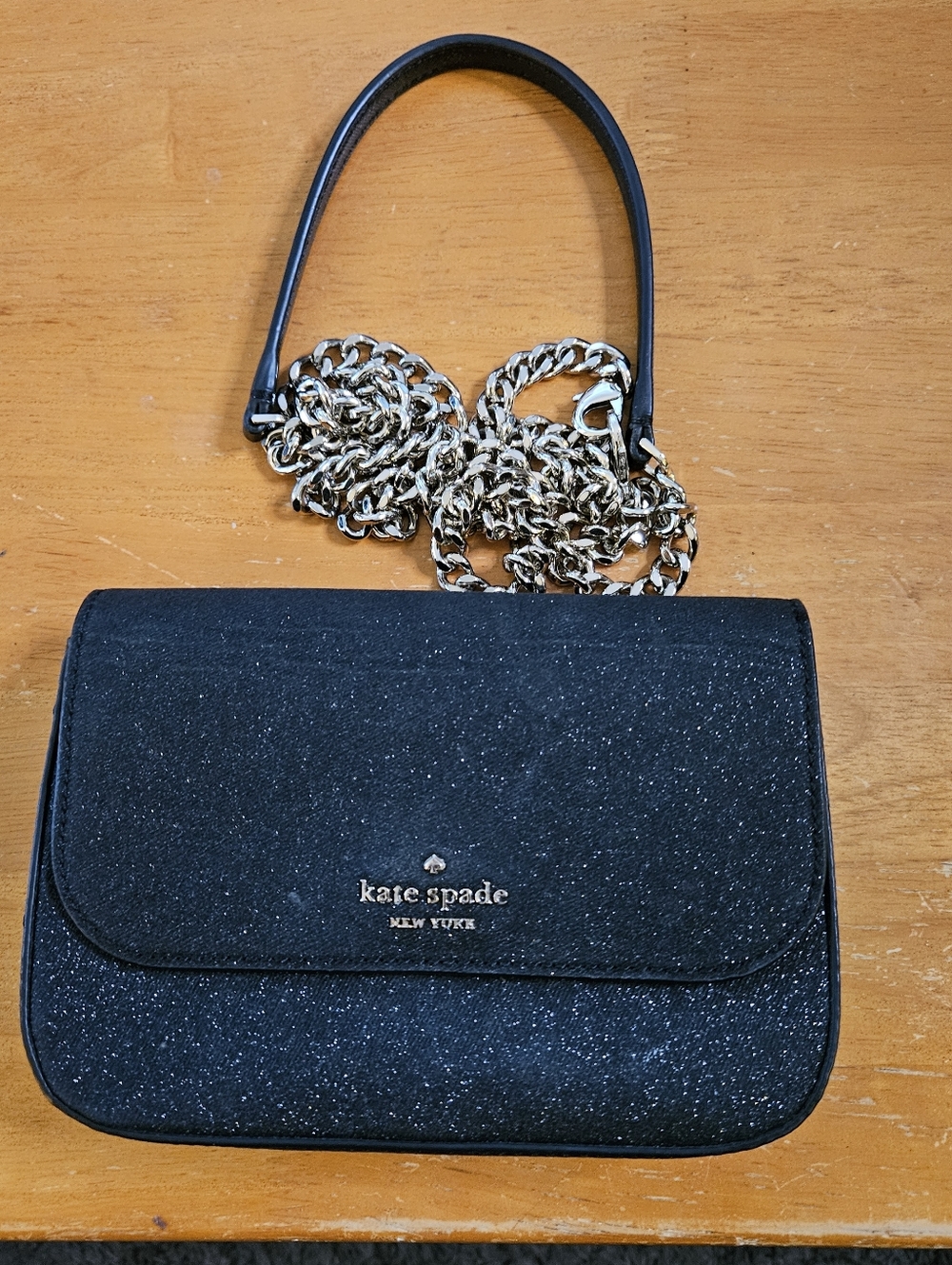 kate spade New York Lola Convertible Black Glitter Crossbody Bag